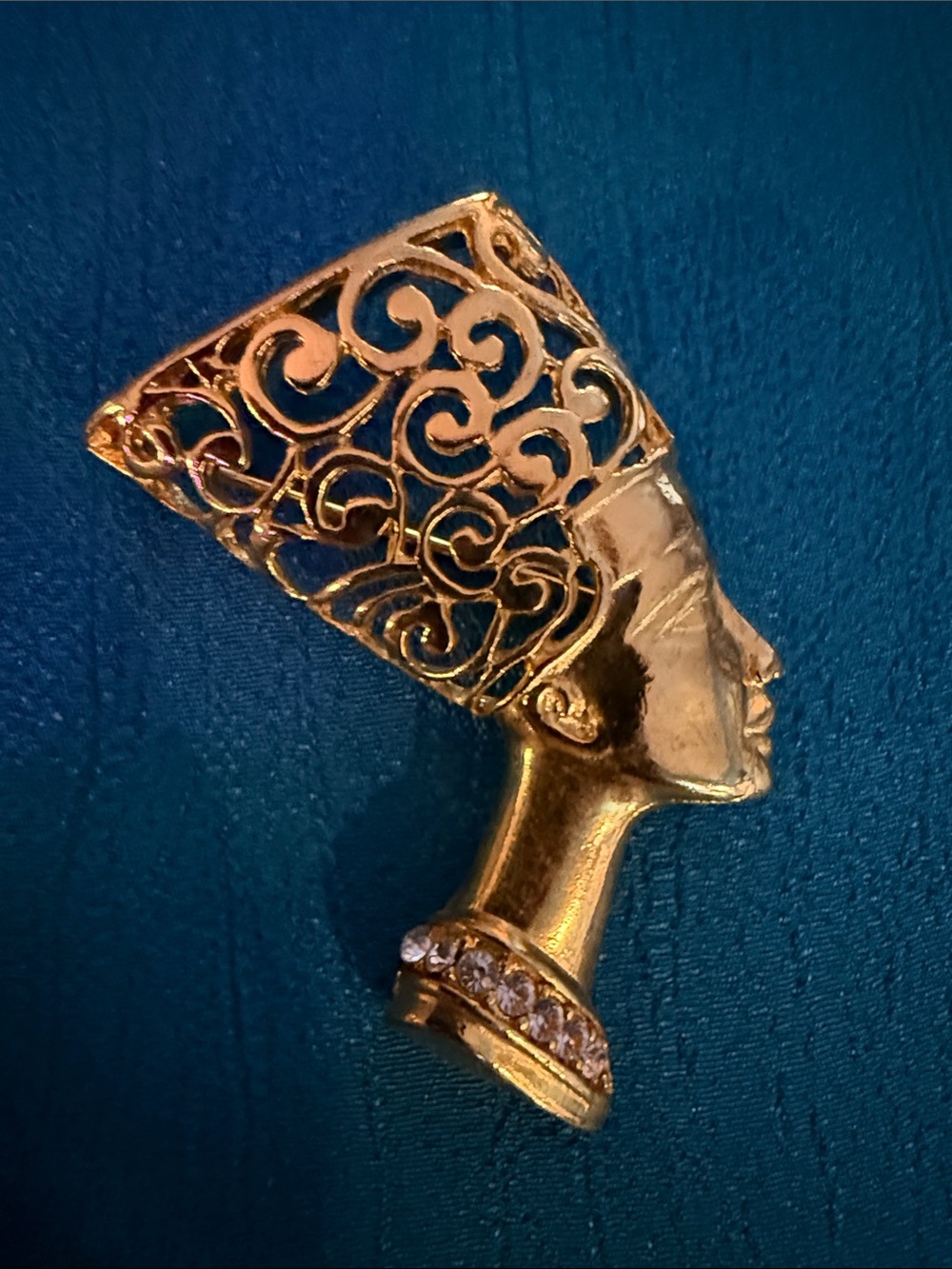Gold-Tone Egyptian Queen Profile Brooch